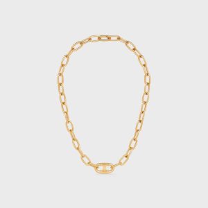 Celine Triomphe Link Necklace in Brass with Gold Finish Gold