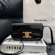 Celine Claude Shoulder Bag in Patent Leather Black
