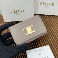 Celine Key Case in Shiny Calfskin with Triomphe Khaki